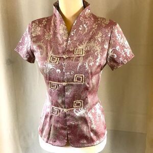 Tradétionnelle Chinese VTG, Floral Blouse Size M.